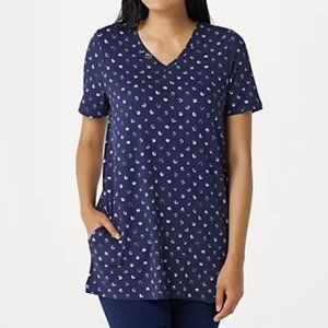 Denim & Co Petite Printed Jersey V-Neck Tunic 7771